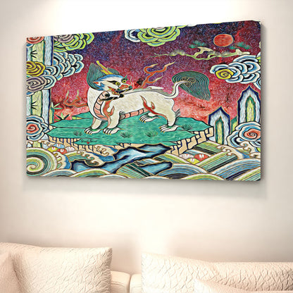 fire breathing chinese dragon wall art