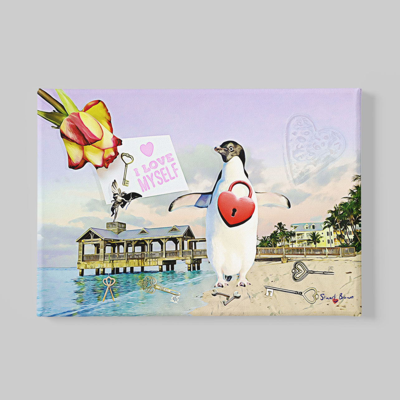 penguin love print