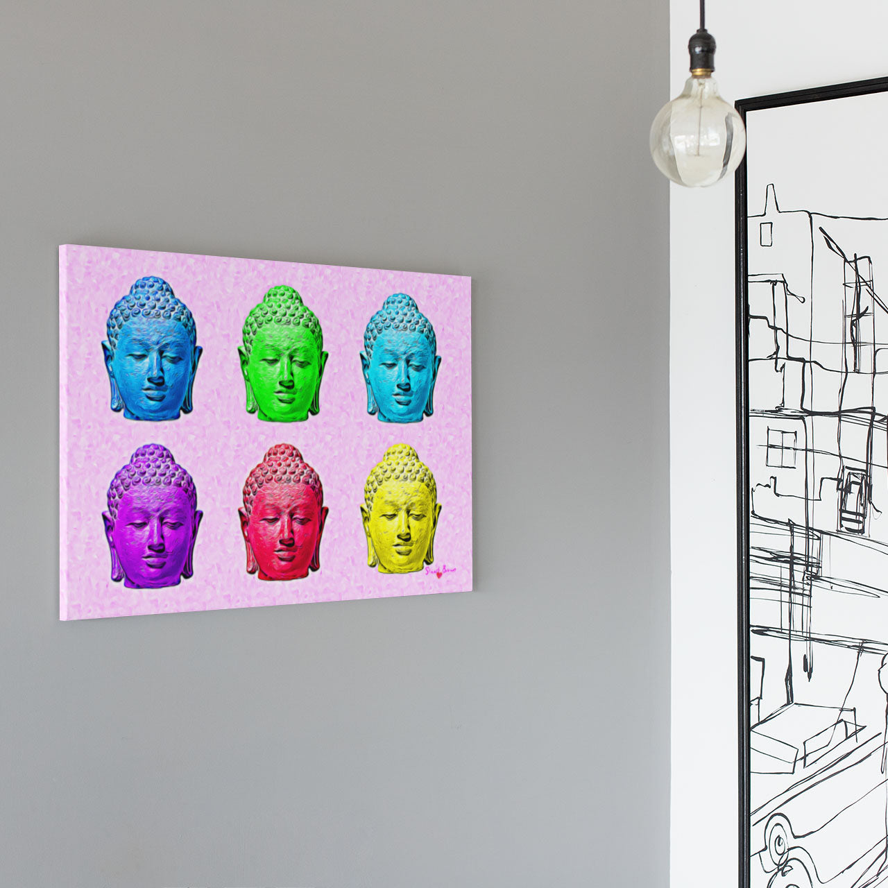 pop art buddha heads