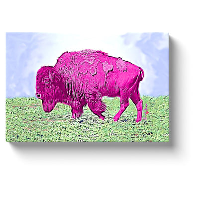 bison art bright pink bison canvas print
