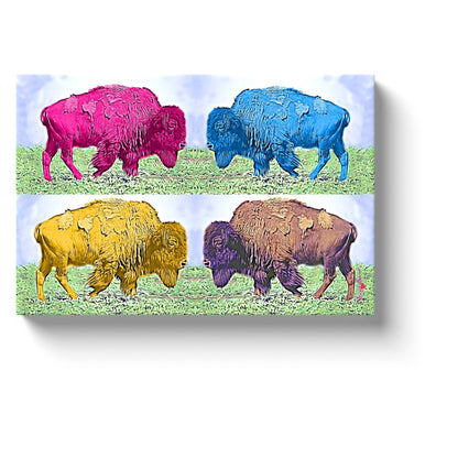 bison pop art four colored buffalo andy warhol inspired bison