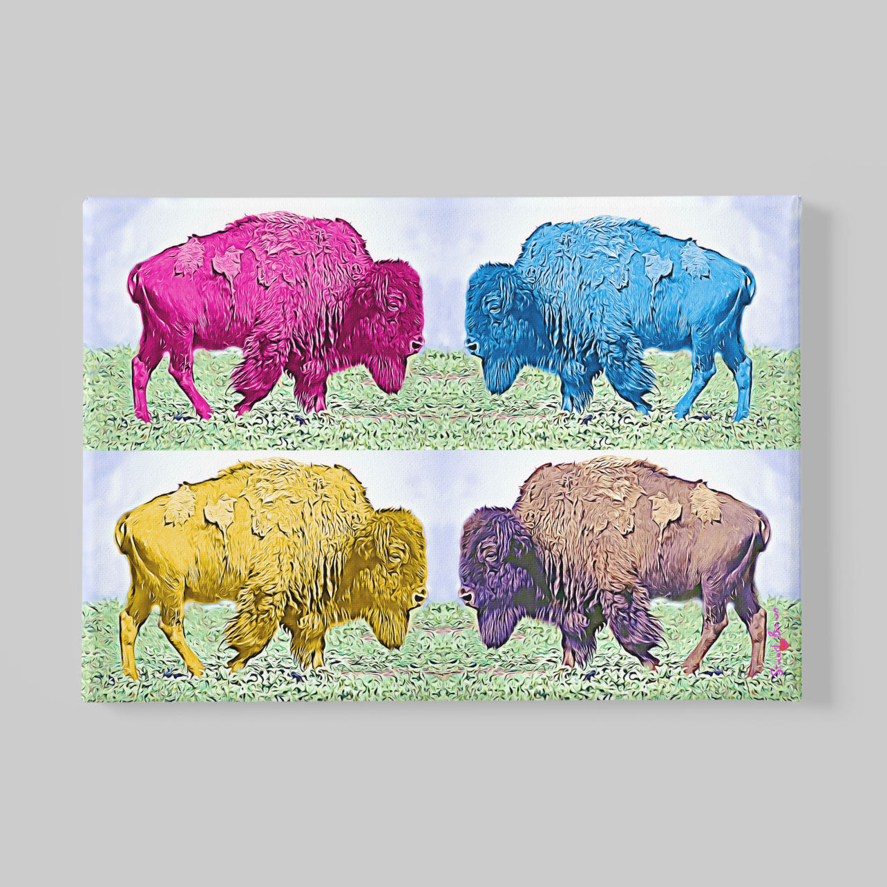 bison popart canvas print