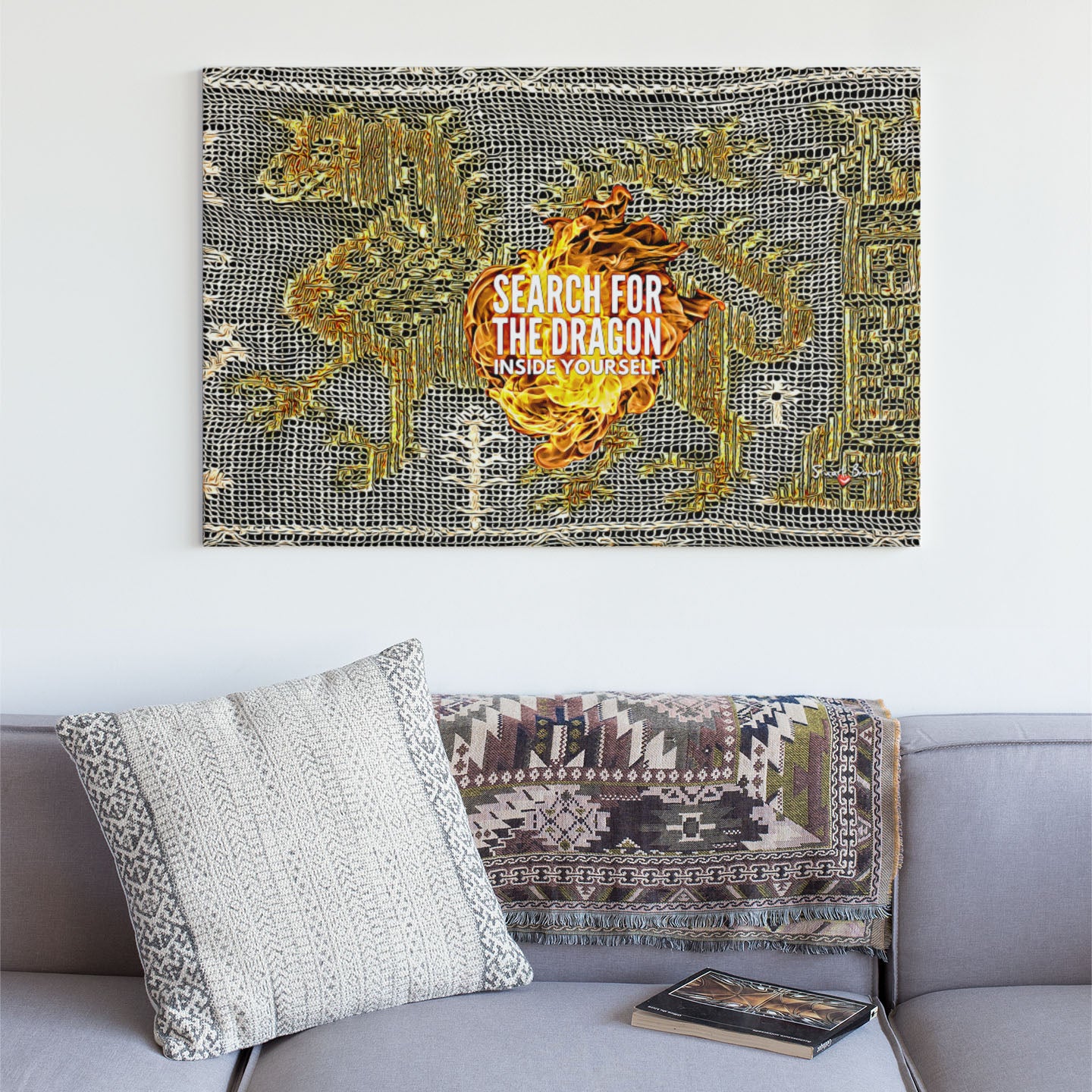 flaming dragon wall art