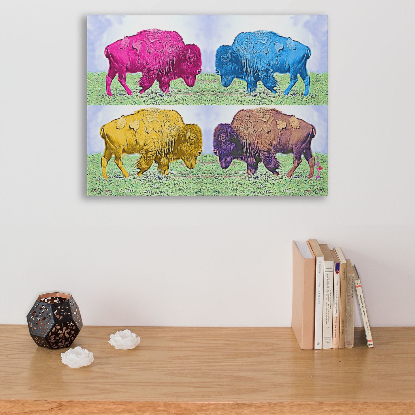 four bison pop art