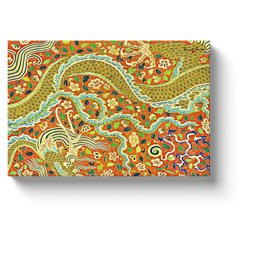 gold dragon art twisting golden dragon canvas print