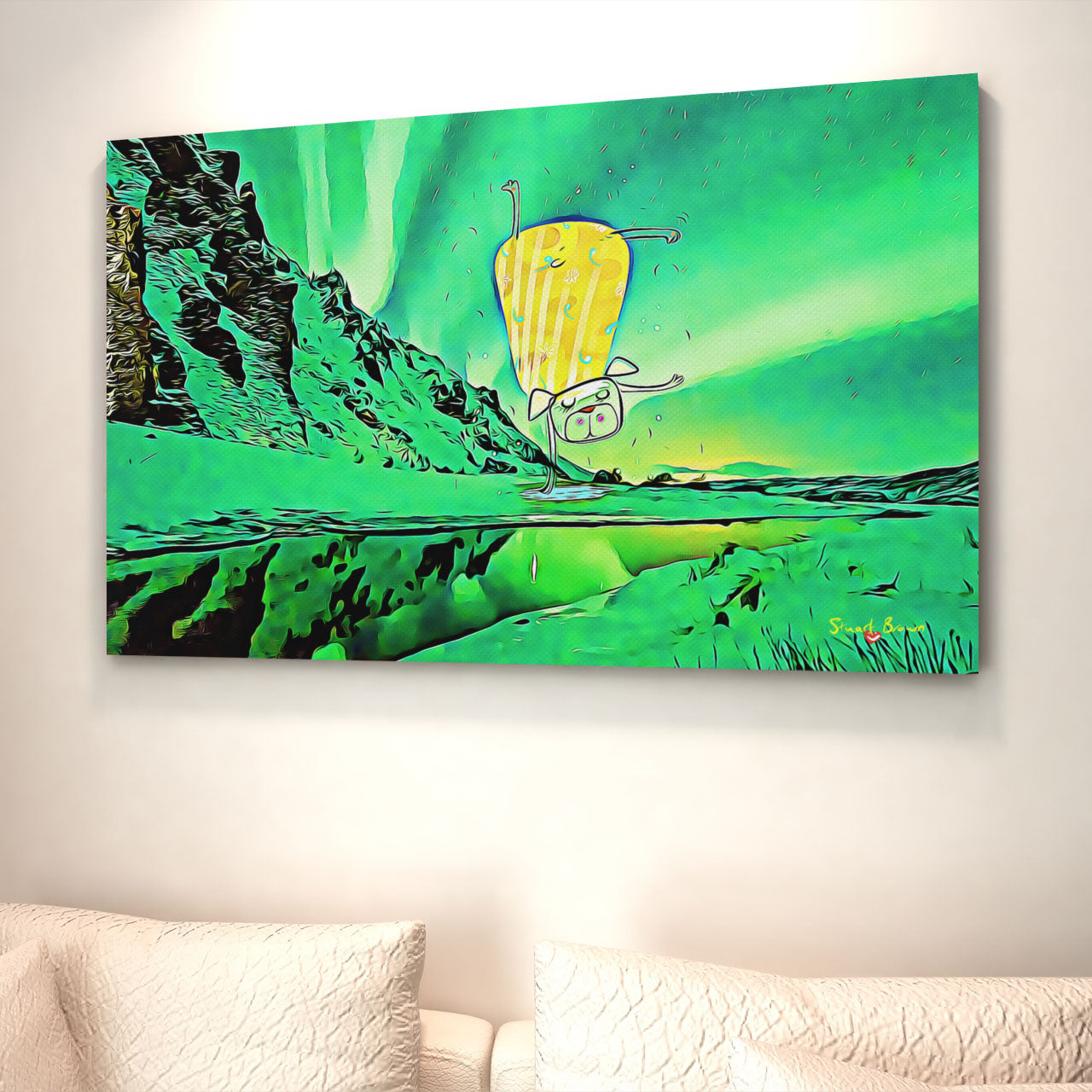 green aurora borealis wall art