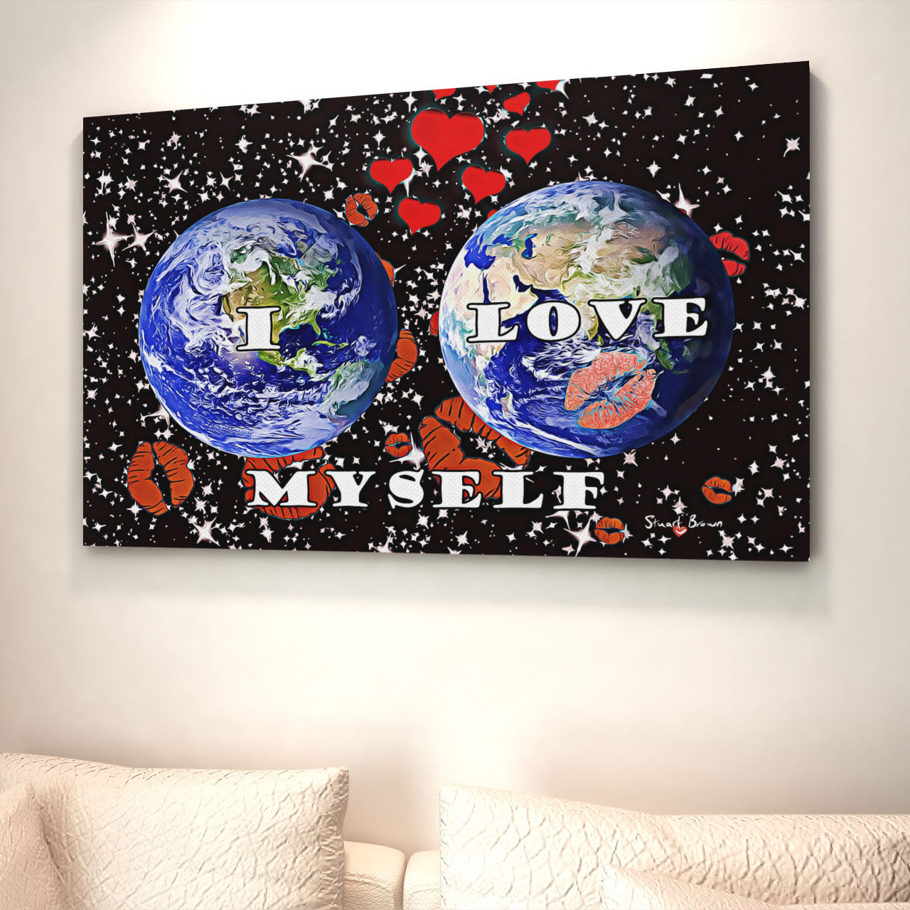 i love myself two planet earths kissing canvas print