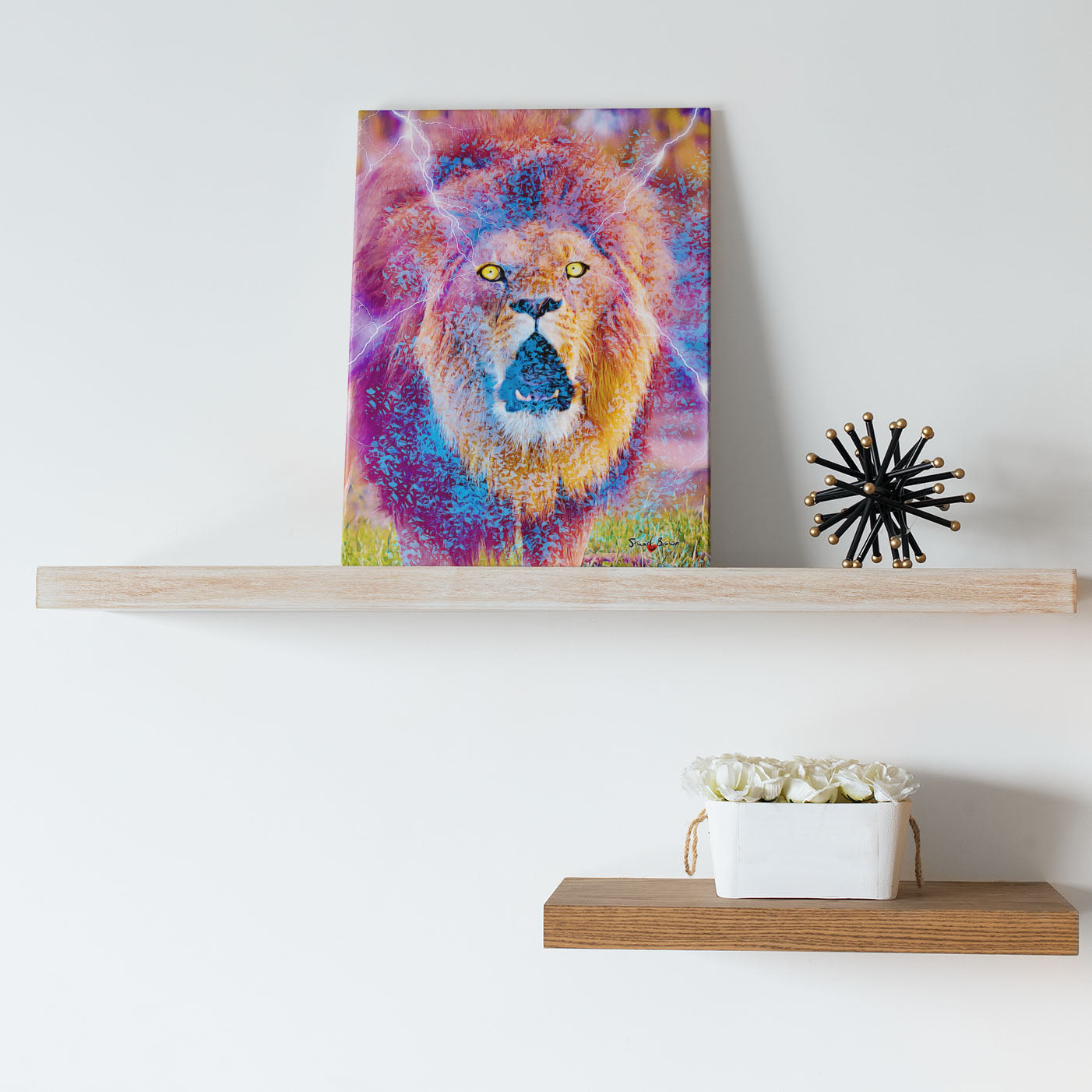 lion lightning art print