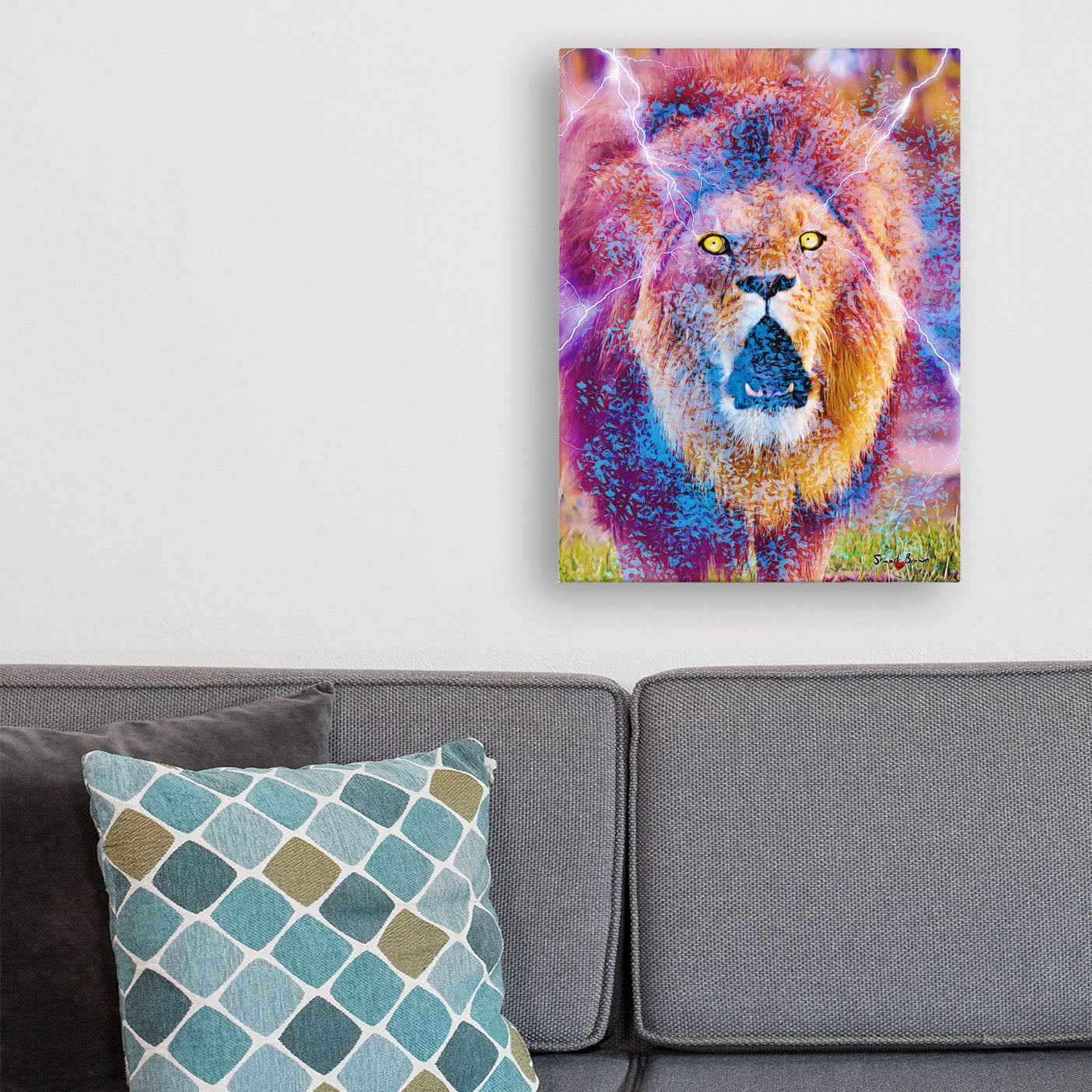 lion roaring art