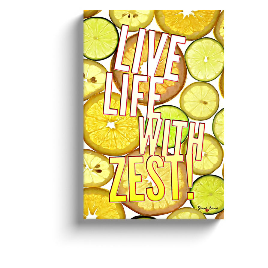 orange lemon and lime wall art live life with zest canvas print