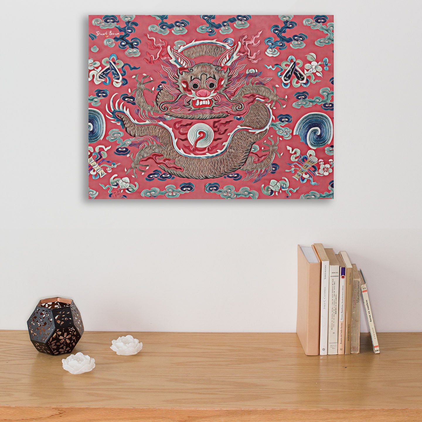 pink dragon wall art