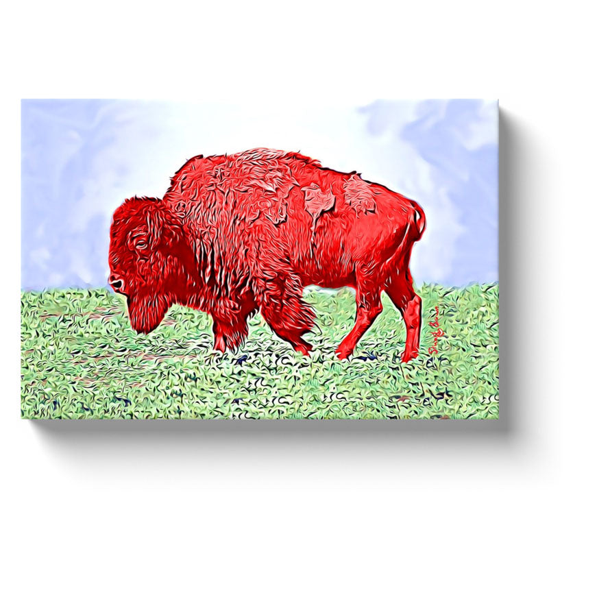 red bison wall art