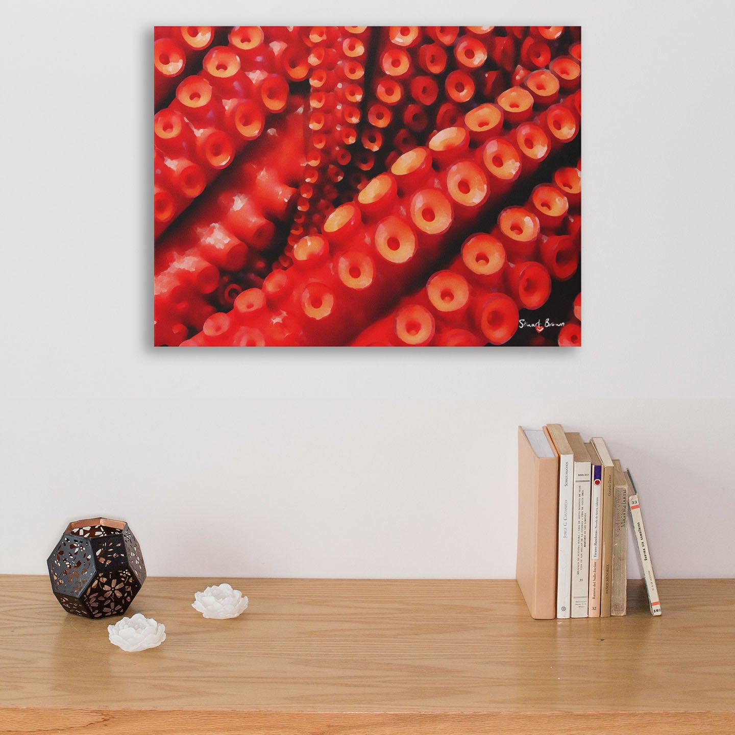 red cephalopod wall art