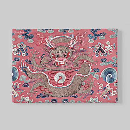 red chinese dragon art canvas print