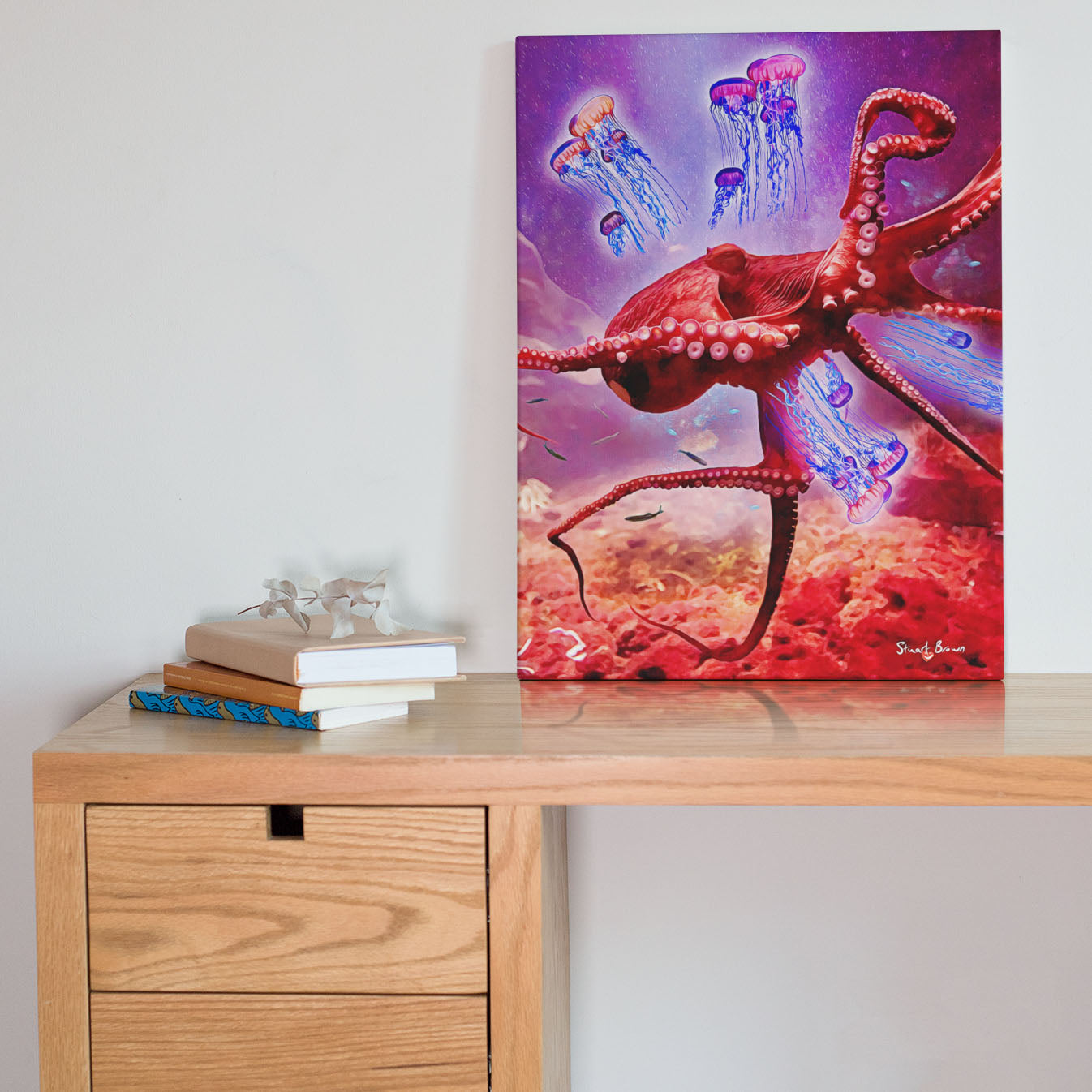 red octopus art