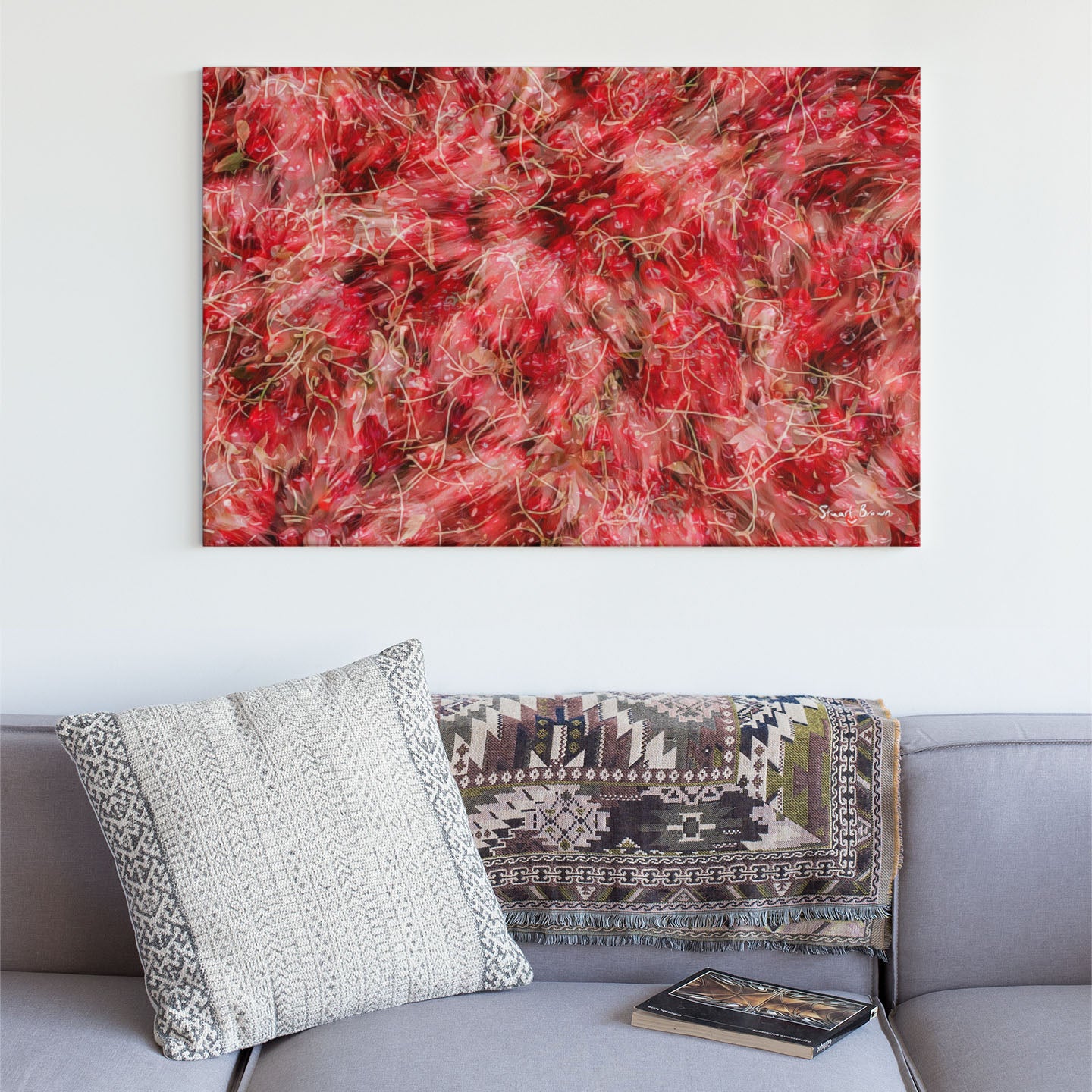 red wall art print