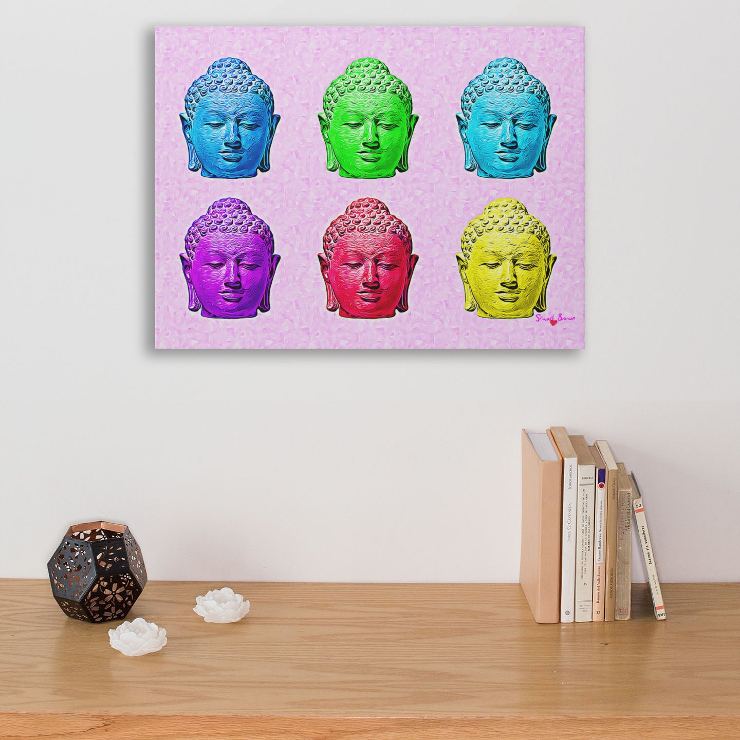six colored buddha heads