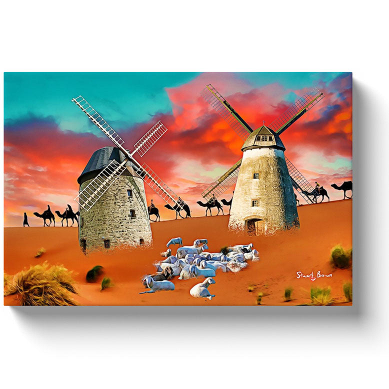 windmills in a desert