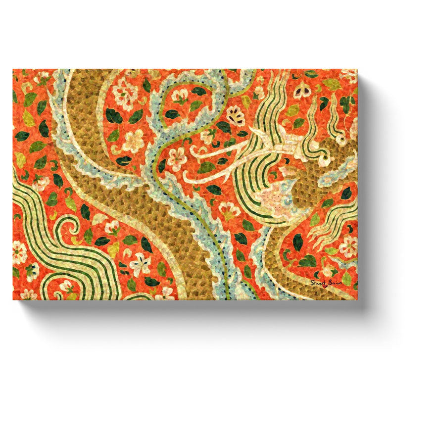 writhing gold chinese dragon canvas art print